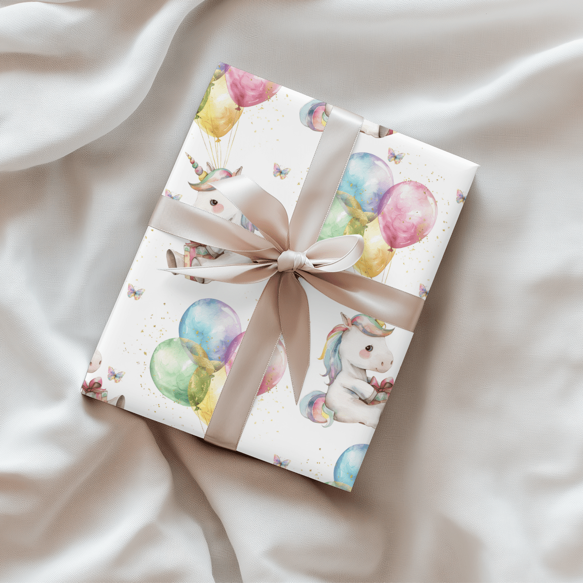 Balloons & Blessings – Birthday Unicorn Wrapping Paper