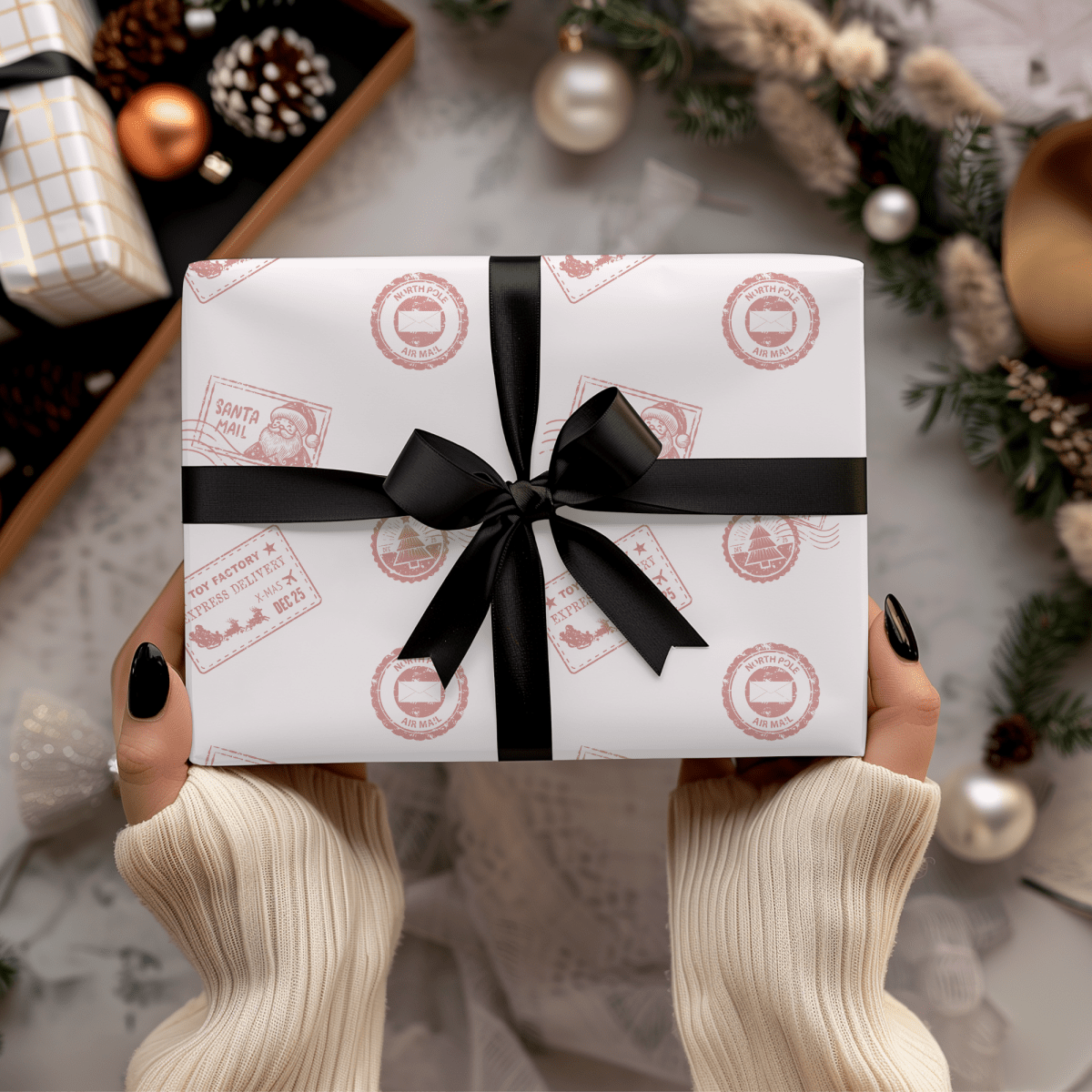 Santa Mail – Postmarked Holiday Wrapping Paper
