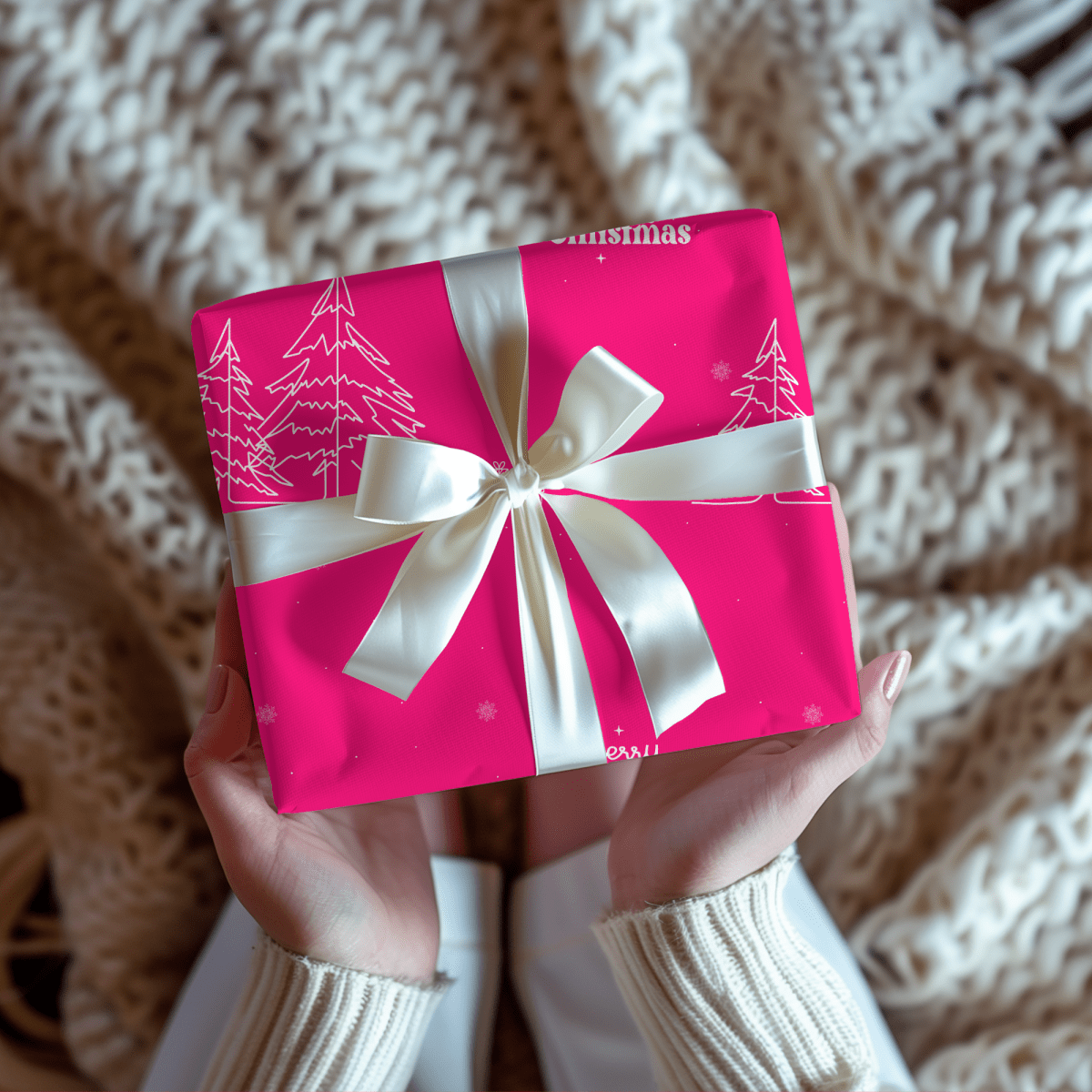Merry & Bright in Hot Pink – Christmas Wrapping Paper