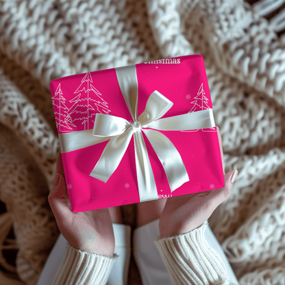 Merry & Bright in Hot Pink – Christmas Wrapping Paper