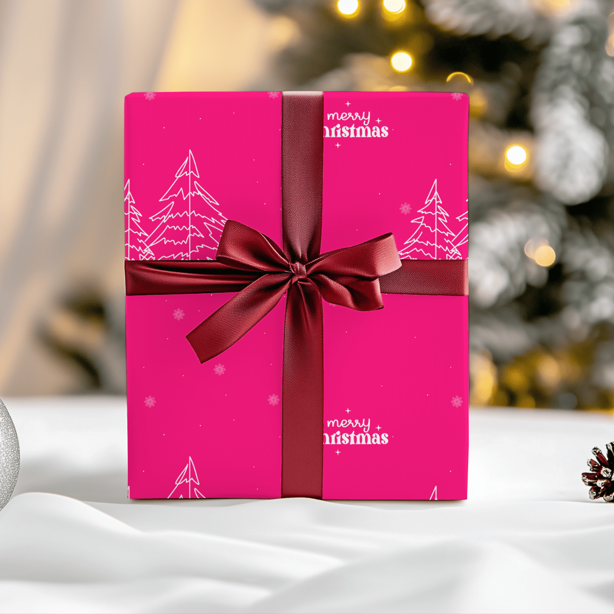 Merry & Bright in Hot Pink – Christmas Wrapping Paper