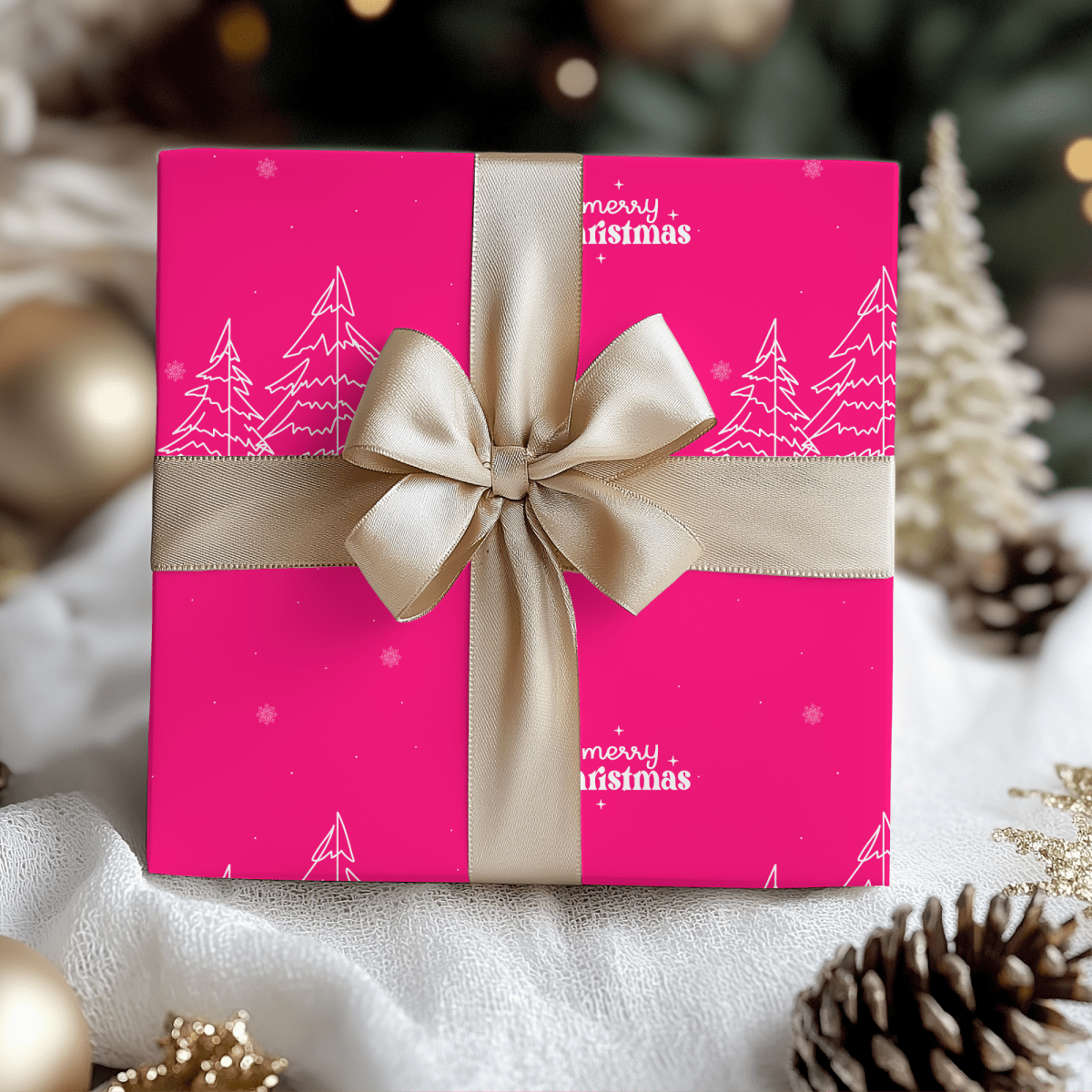 Merry & Bright in Hot Pink – Christmas Wrapping Paper