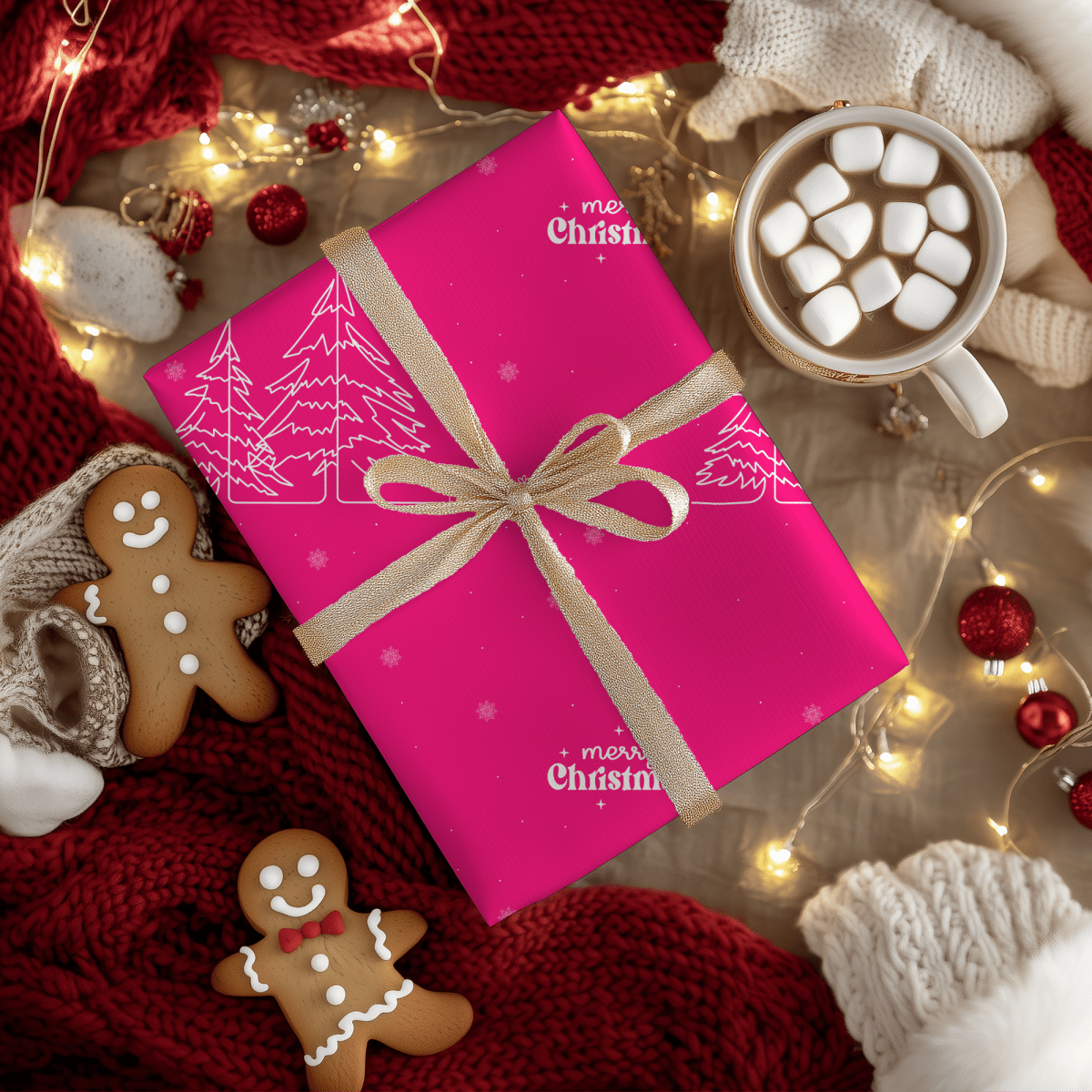 Merry & Bright in Hot Pink – Christmas Wrapping Paper