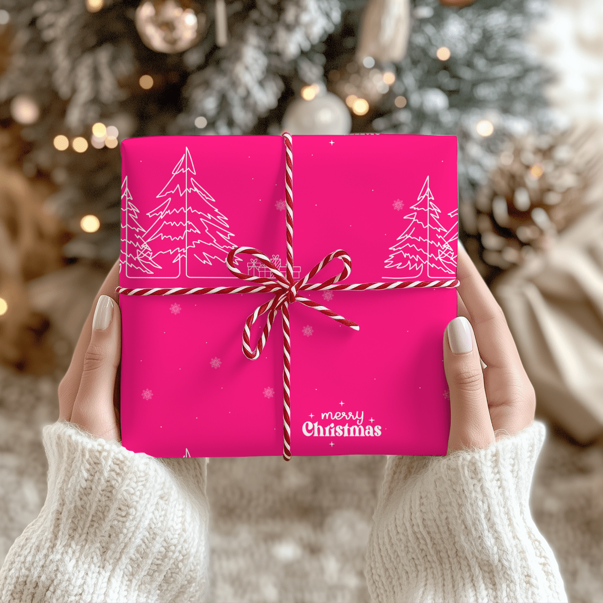 Merry & Bright in Hot Pink – Christmas Wrapping Paper