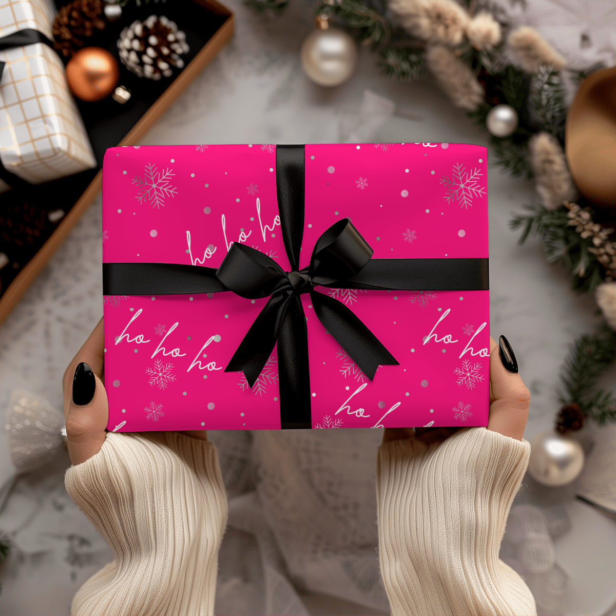 Hot Pink Christmas – Ho Ho Ho Wrapping Paper
