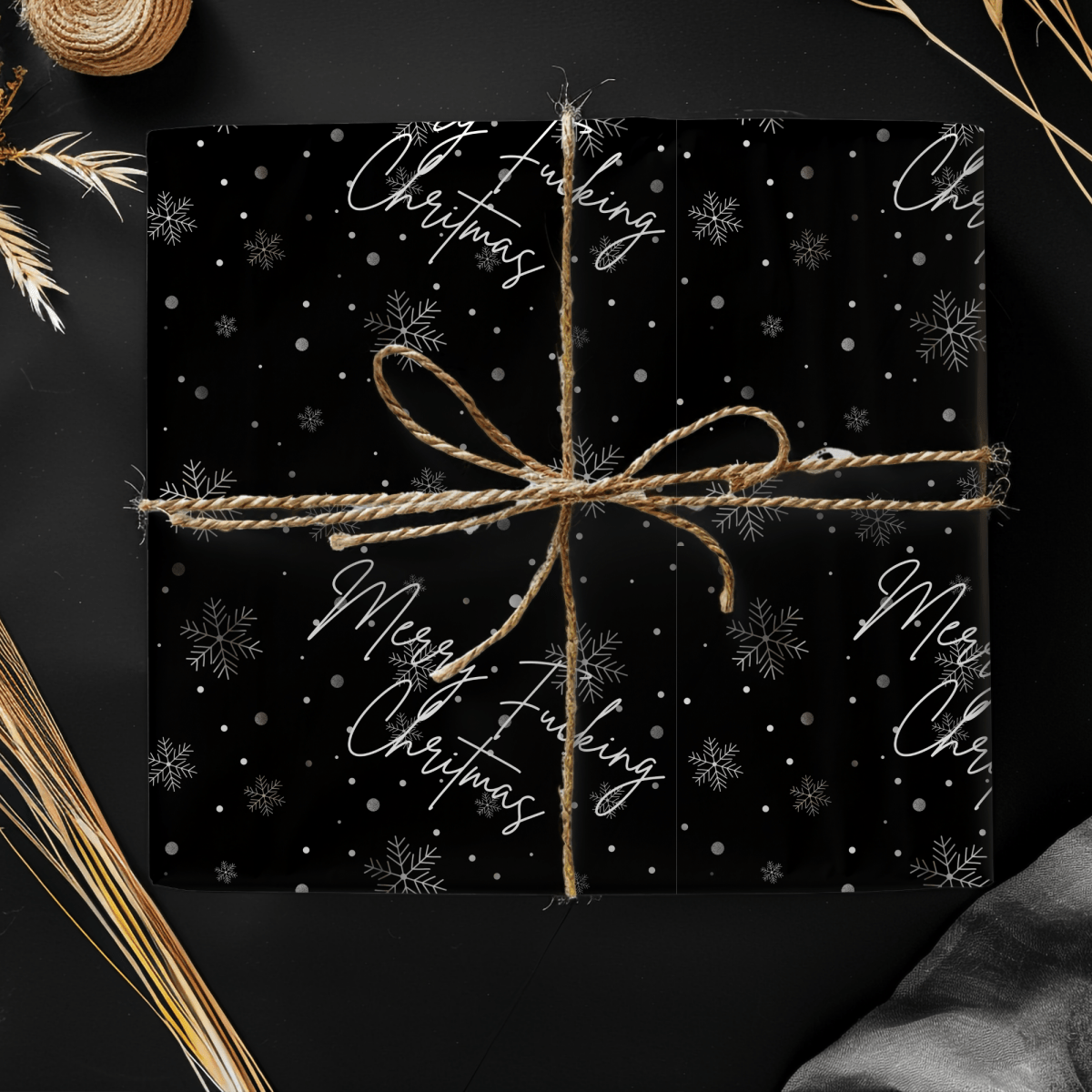 Merry Fucking Christmas – Cheeky Snowflake Wrapping Paper