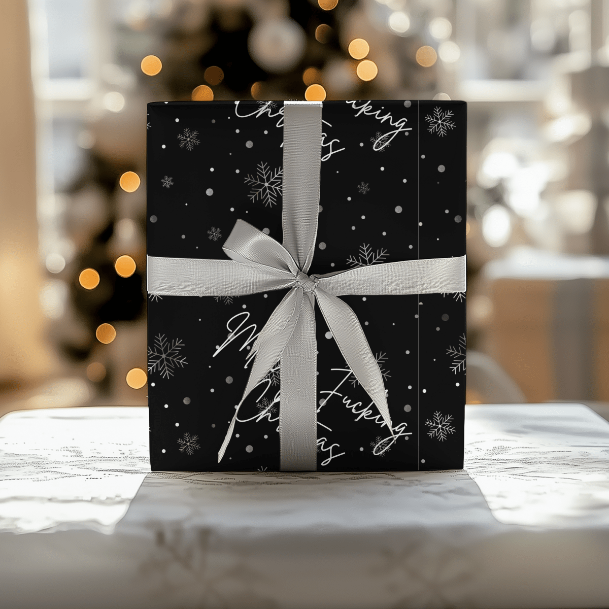 Merry Fucking Christmas – Cheeky Snowflake Wrapping Paper