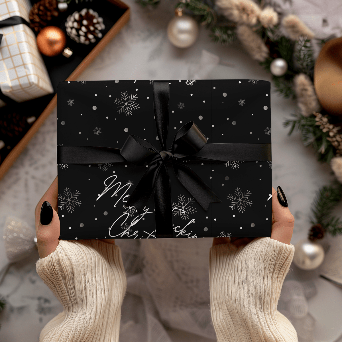 Merry Fucking Christmas – Cheeky Snowflake Wrapping Paper