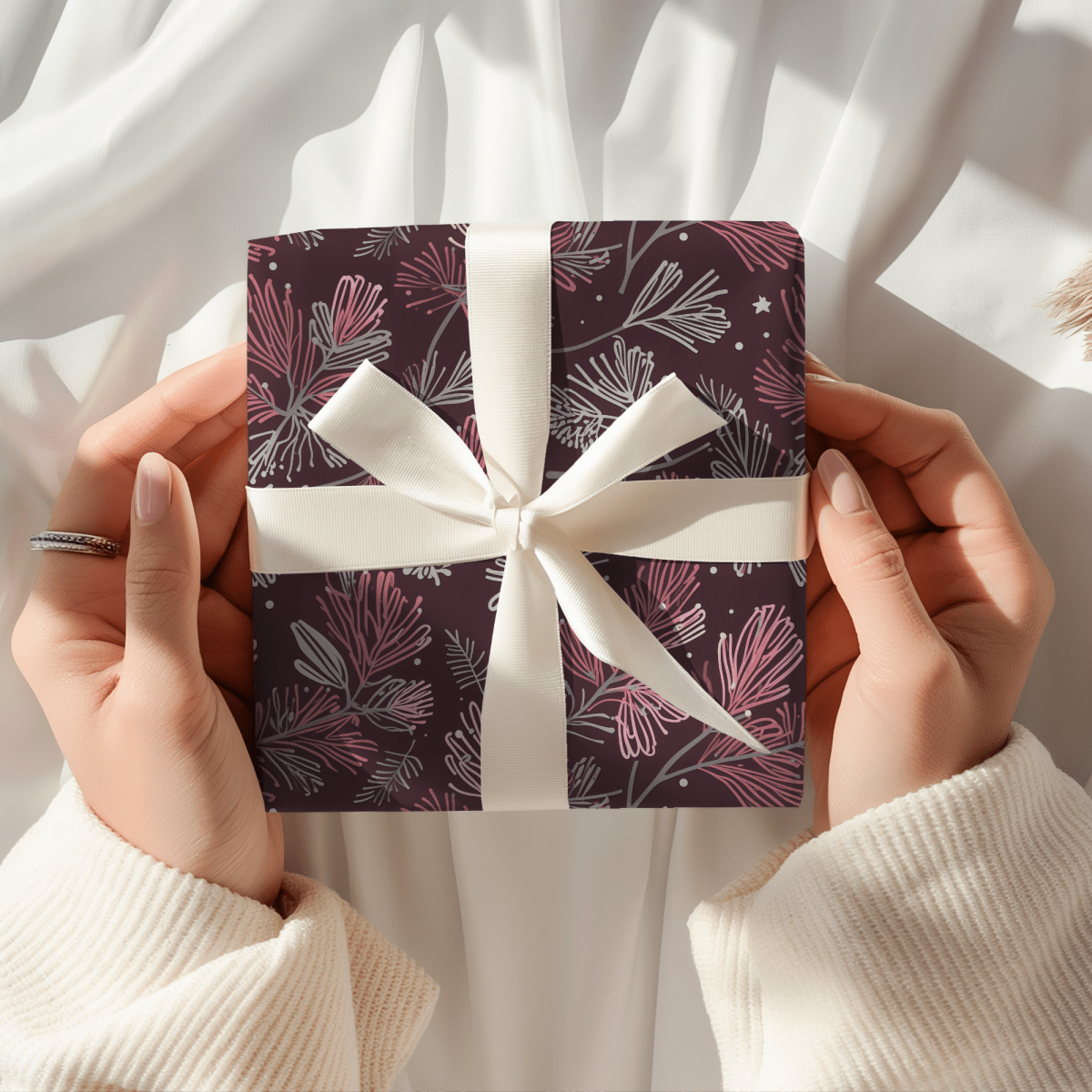 Blush & Boughs – Pink Pine Holiday Wrapping Paper
