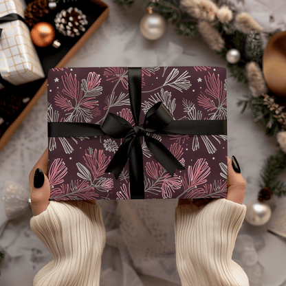 Blush & Boughs – Pink Pine Holiday Wrapping Paper