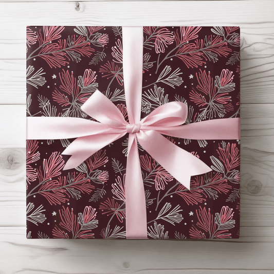 Blush & Boughs – Pink Pine Holiday Wrapping Paper