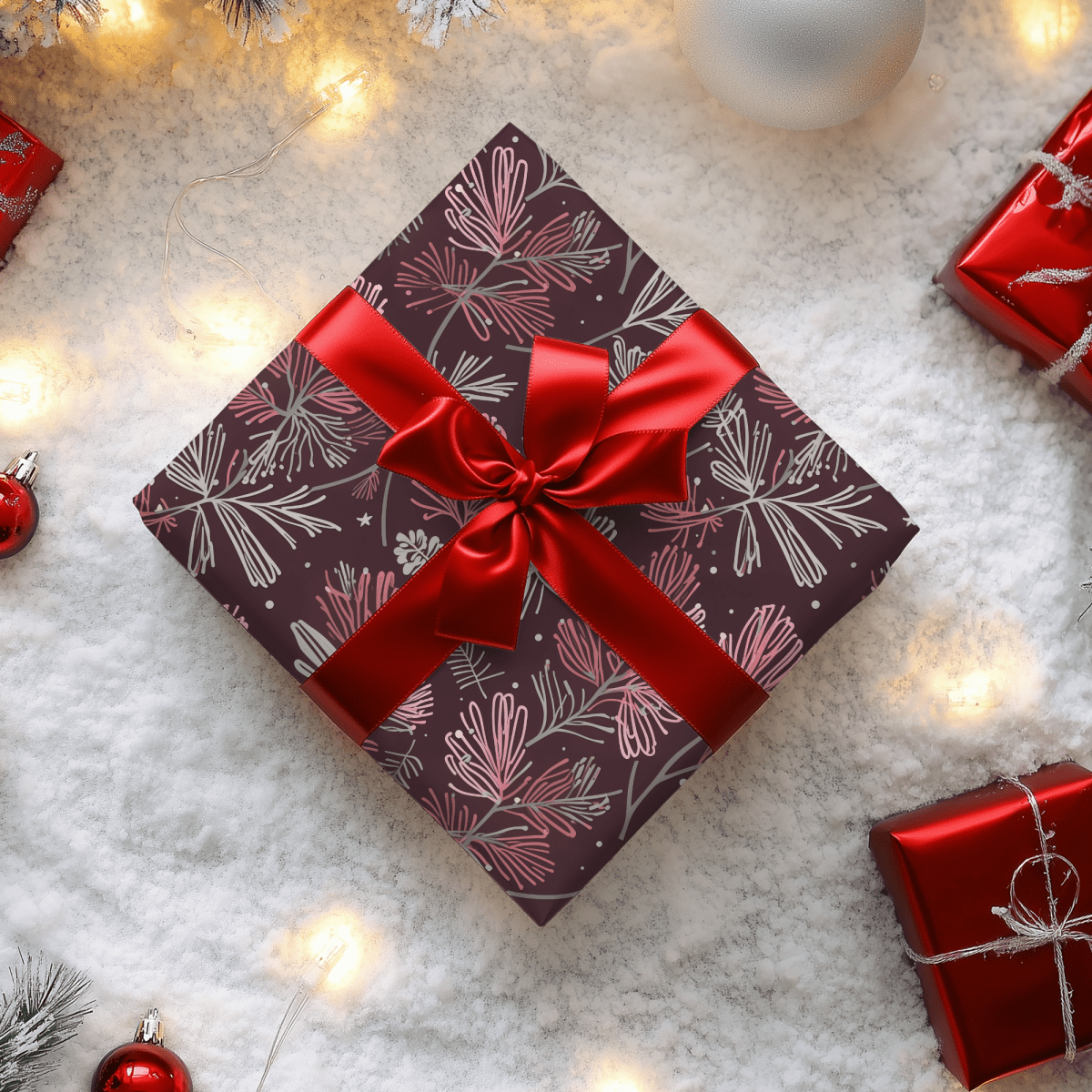Blush & Boughs – Pink Pine Holiday Wrapping Paper