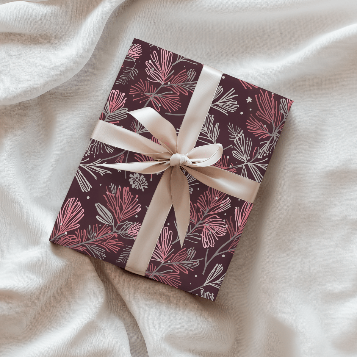 Blush & Boughs – Pink Pine Holiday Wrapping Paper