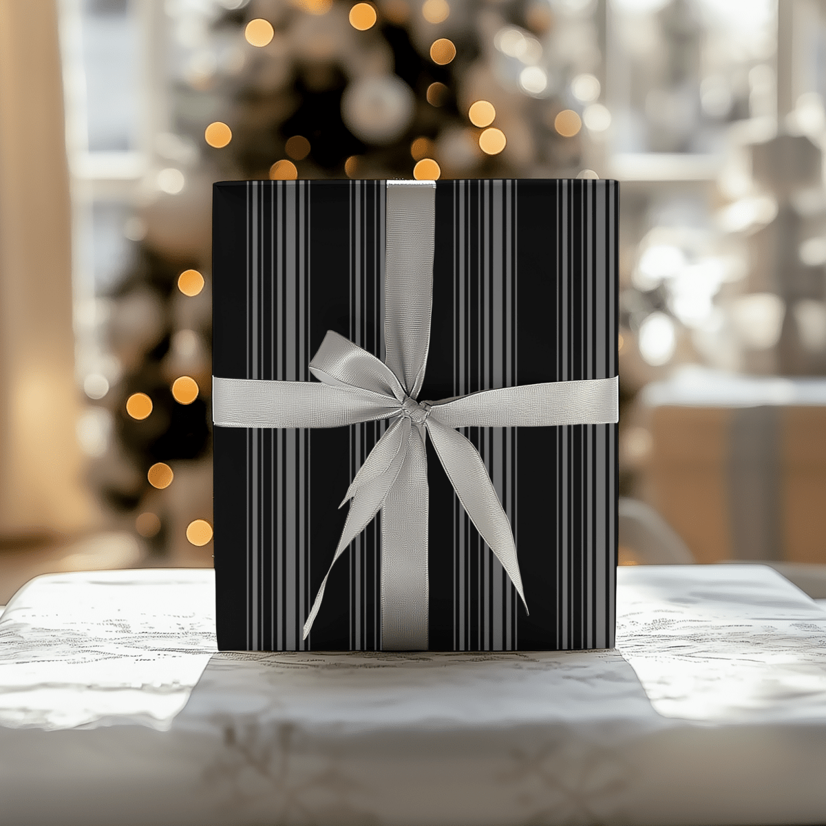 Midnight Pinstripes – Minimal Masculine Wrapping Paper
