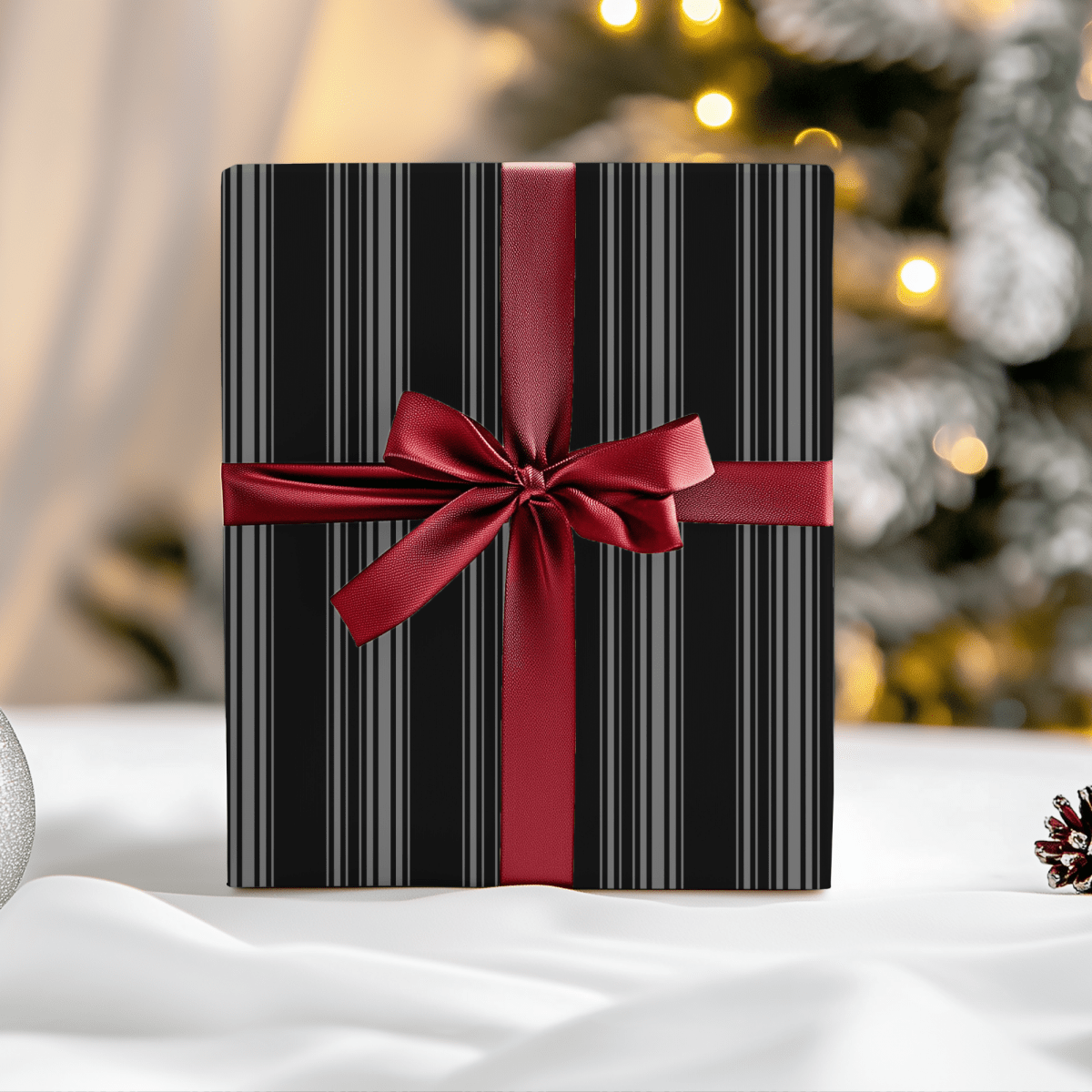 Midnight Pinstripes – Minimal Masculine Wrapping Paper
