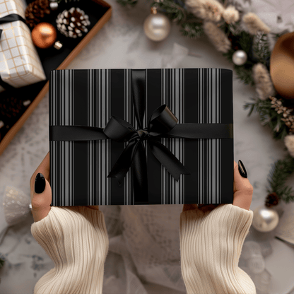 Midnight Pinstripes – Minimal Masculine Wrapping Paper
