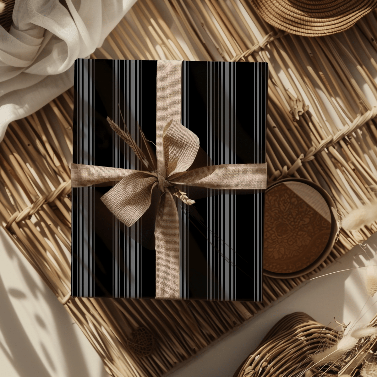 Midnight Pinstripes – Minimal Masculine Wrapping Paper