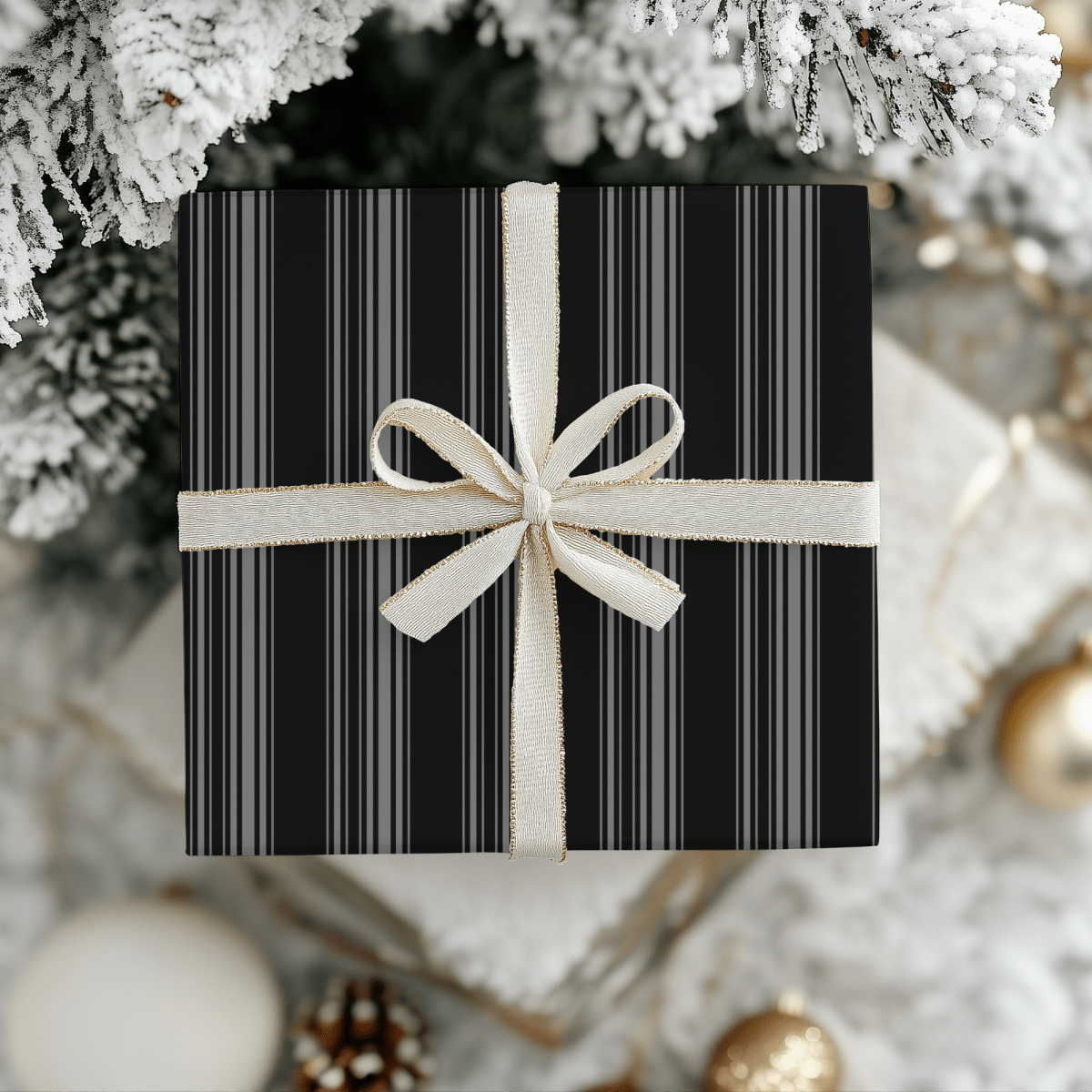 Midnight Pinstripes – Minimal Masculine Wrapping Paper