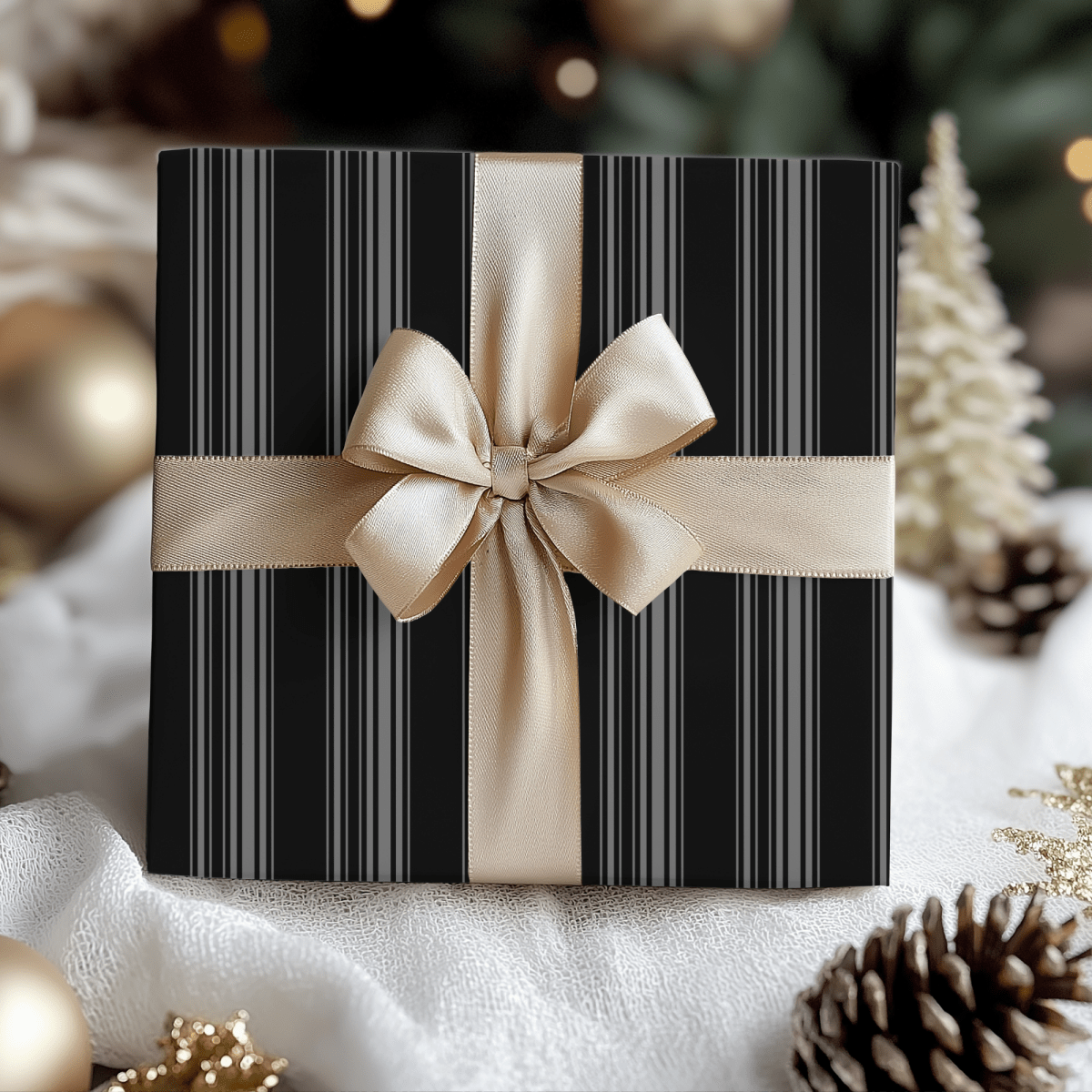 Midnight Pinstripes – Minimal Masculine Wrapping Paper