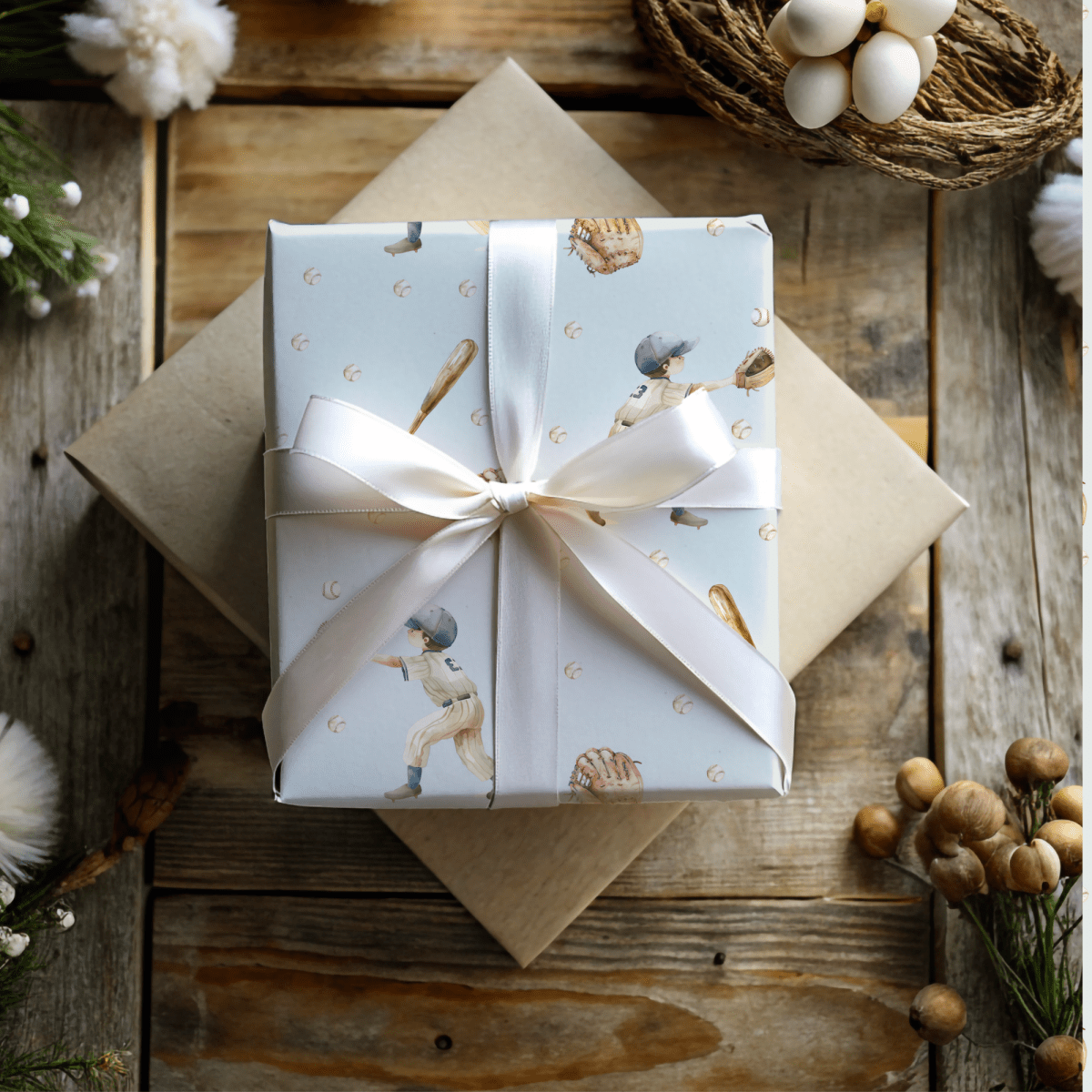 Wrapping Papers - Vintage Baseball Batter Up Design