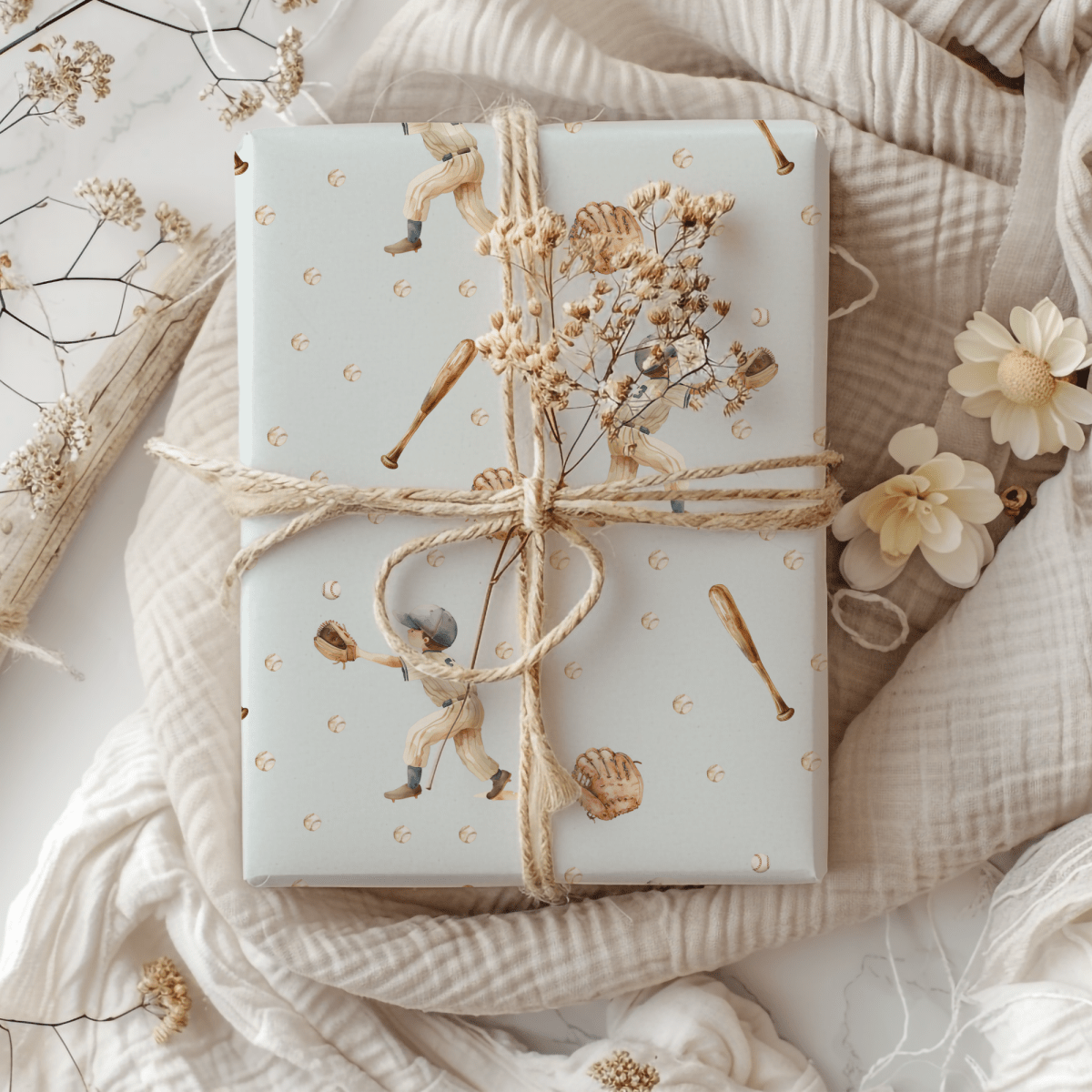 Wrapping Papers - Vintage Baseball Batter Up Design