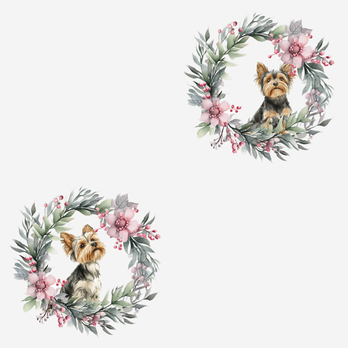 Paw - liday Wreaths & Wags – Yorkie Christmas Wrapping Paper