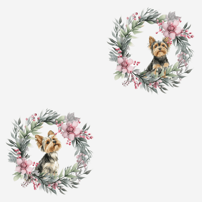 Paw - liday Wreaths & Wags – Yorkie Christmas Wrapping Paper