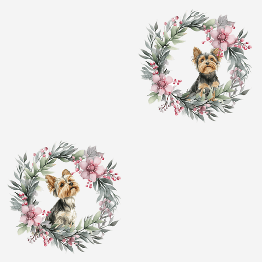 Paw - liday Wreaths & Wags – Yorkie Christmas Wrapping Paper