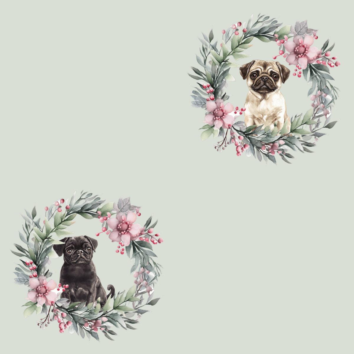 Pugs & Poinsettias – Holiday Pup Wrapping Paper