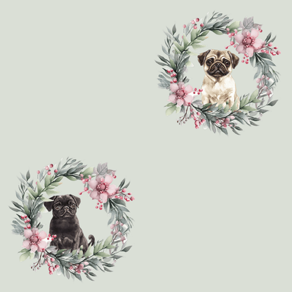Pugs & Poinsettias – Holiday Pup Wrapping Paper