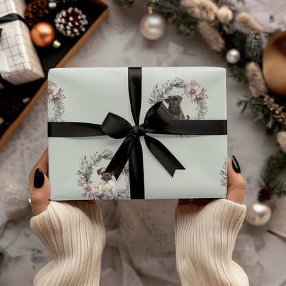 Pugs & Poinsettias – Holiday Pup Wrapping Paper