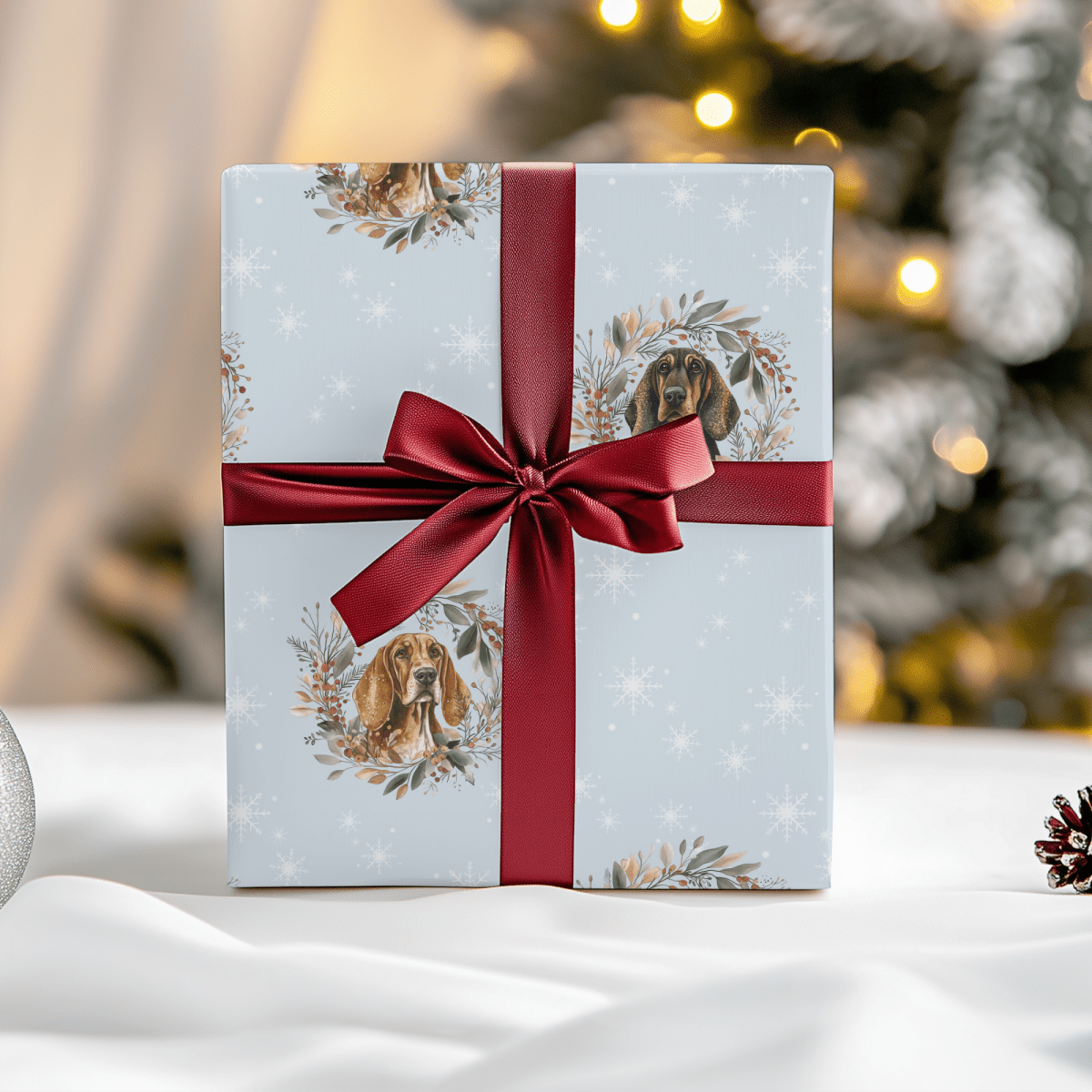 Sniffmas Snowflakes – Bloodhound Christmas Wrapping Paper