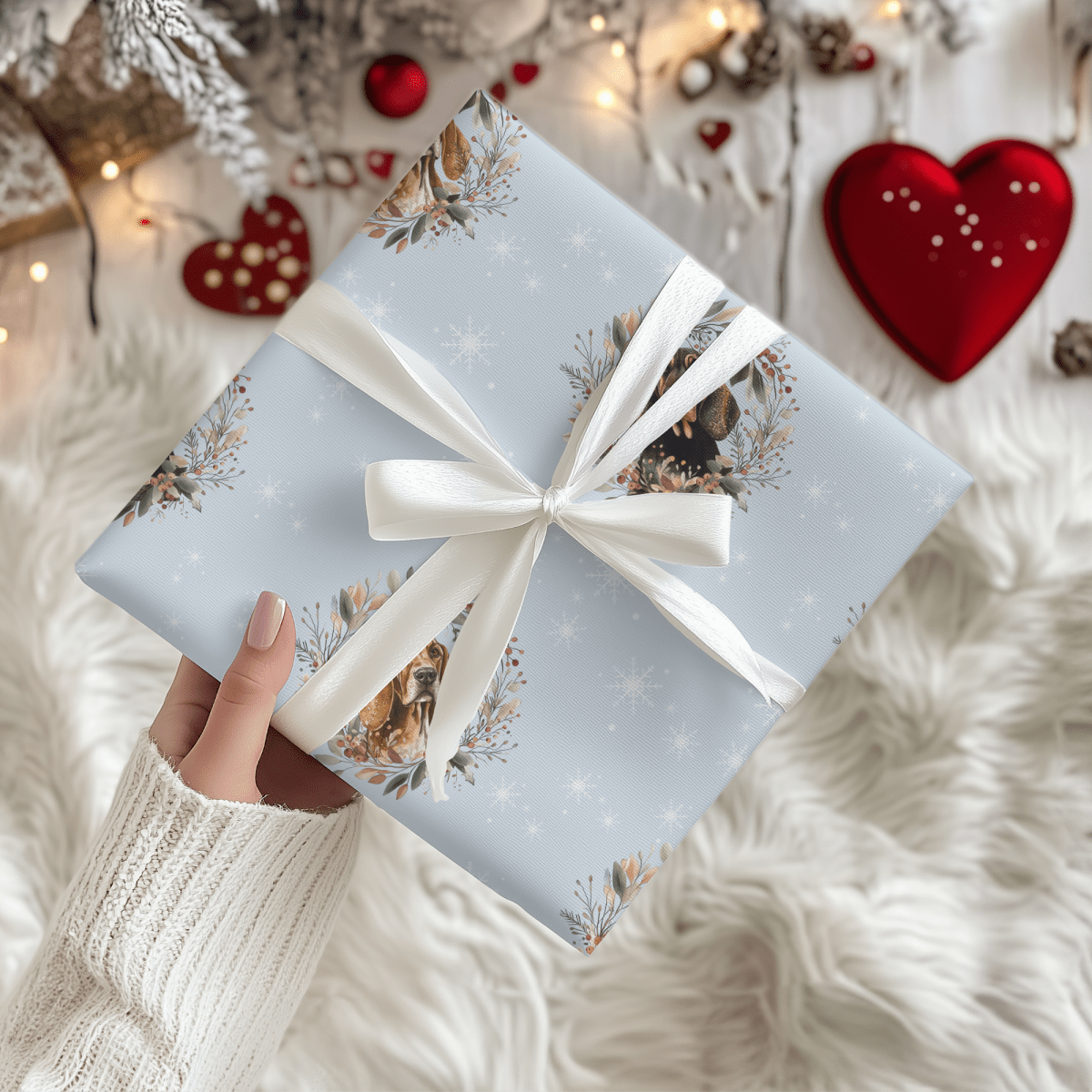 Sniffmas Snowflakes – Bloodhound Christmas Wrapping Paper