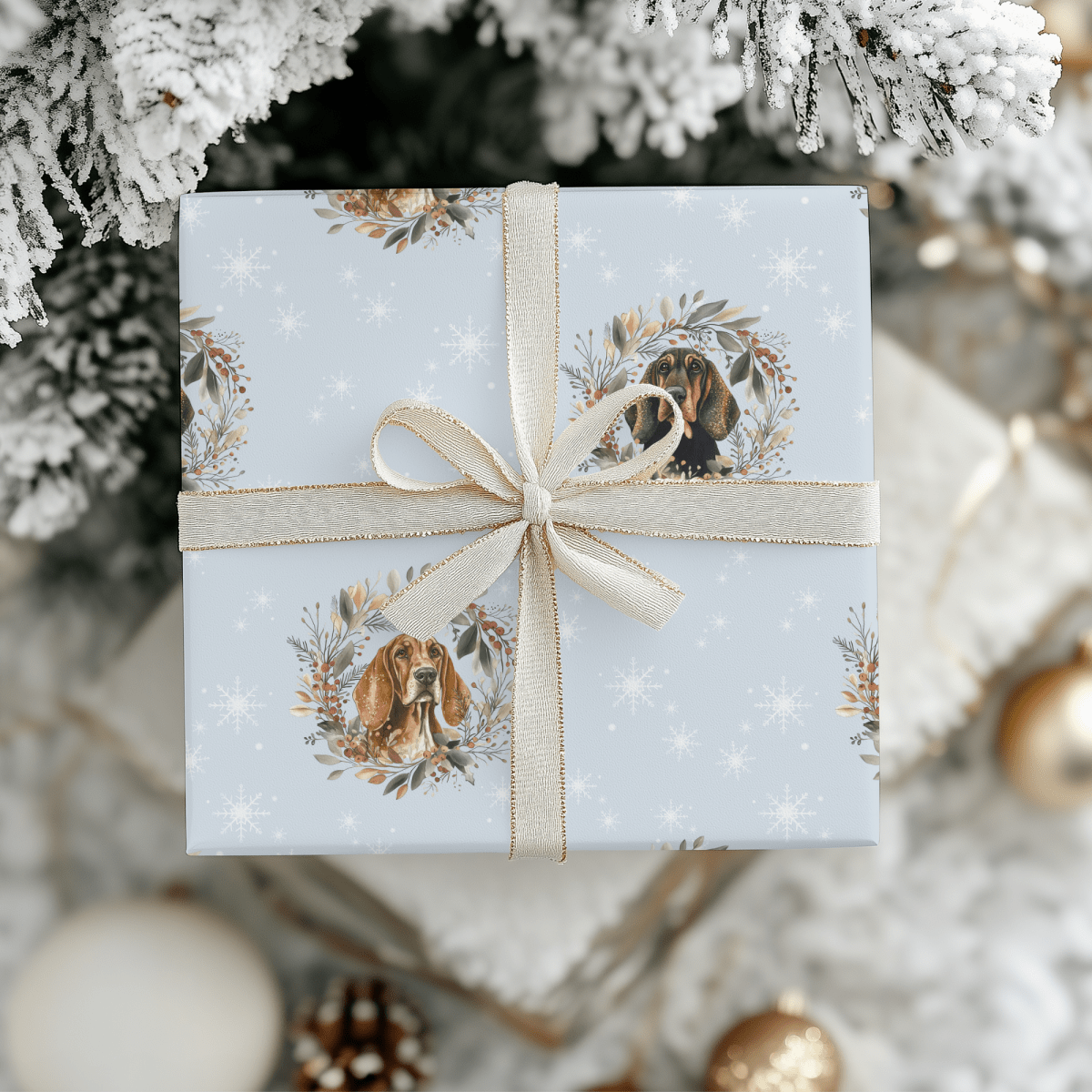 Sniffmas Snowflakes – Bloodhound Christmas Wrapping Paper