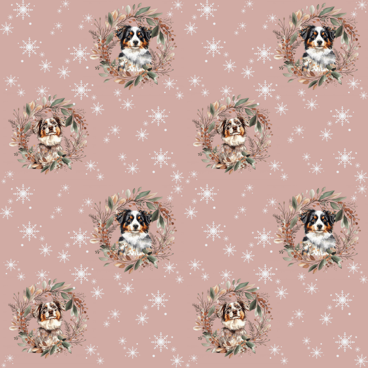 Collie Christmas Charm – Winter Wreath Wrapping Paper