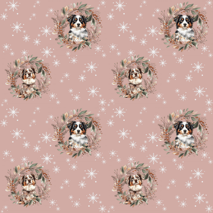 Collie Christmas Charm – Winter Wreath Wrapping Paper