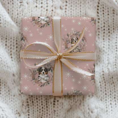 Collie Christmas Charm – Winter Wreath Wrapping Paper