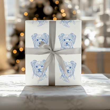 Blueprints & Bows – Minimalist Yorkie Wrapping Paper