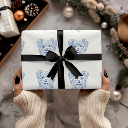 Blueprints & Bows – Minimalist Yorkie Wrapping Paper