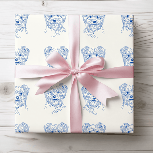 Blueprints & Bows – Minimalist Yorkie Wrapping Paper