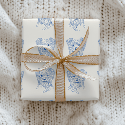 Blueprints & Bows – Minimalist Yorkie Wrapping Paper