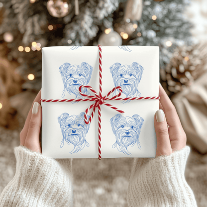 Blueprints & Bows – Minimalist Yorkie Wrapping Paper