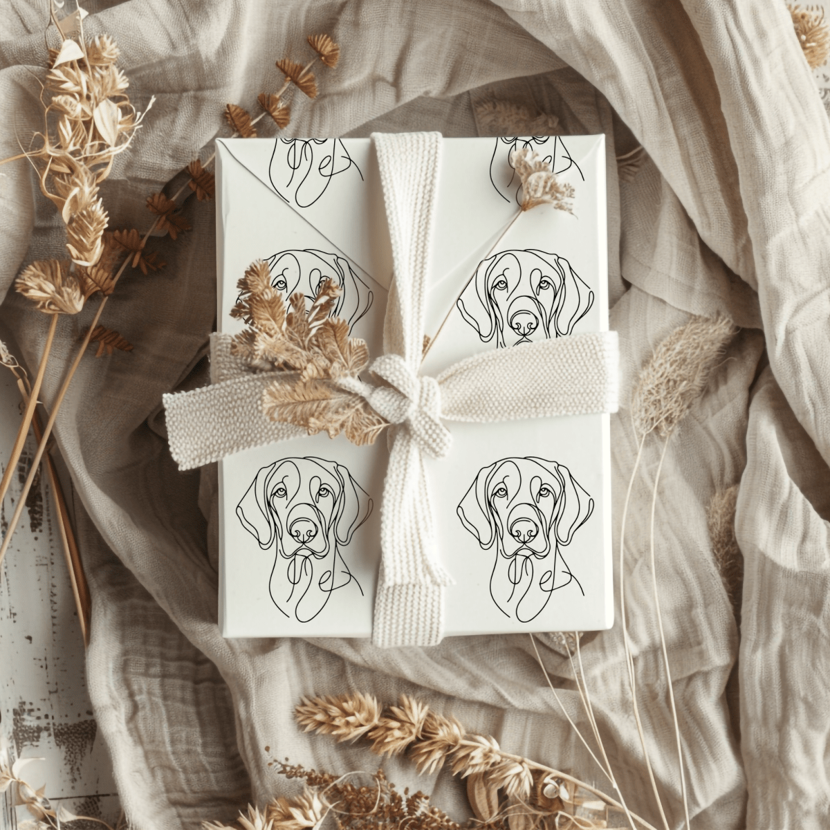 Line of Devotion – Weimaraner Minimalist Wrapping Paper