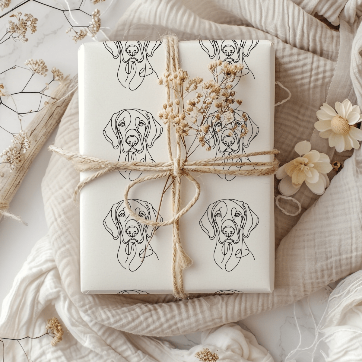 Line of Devotion – Weimaraner Minimalist Wrapping Paper