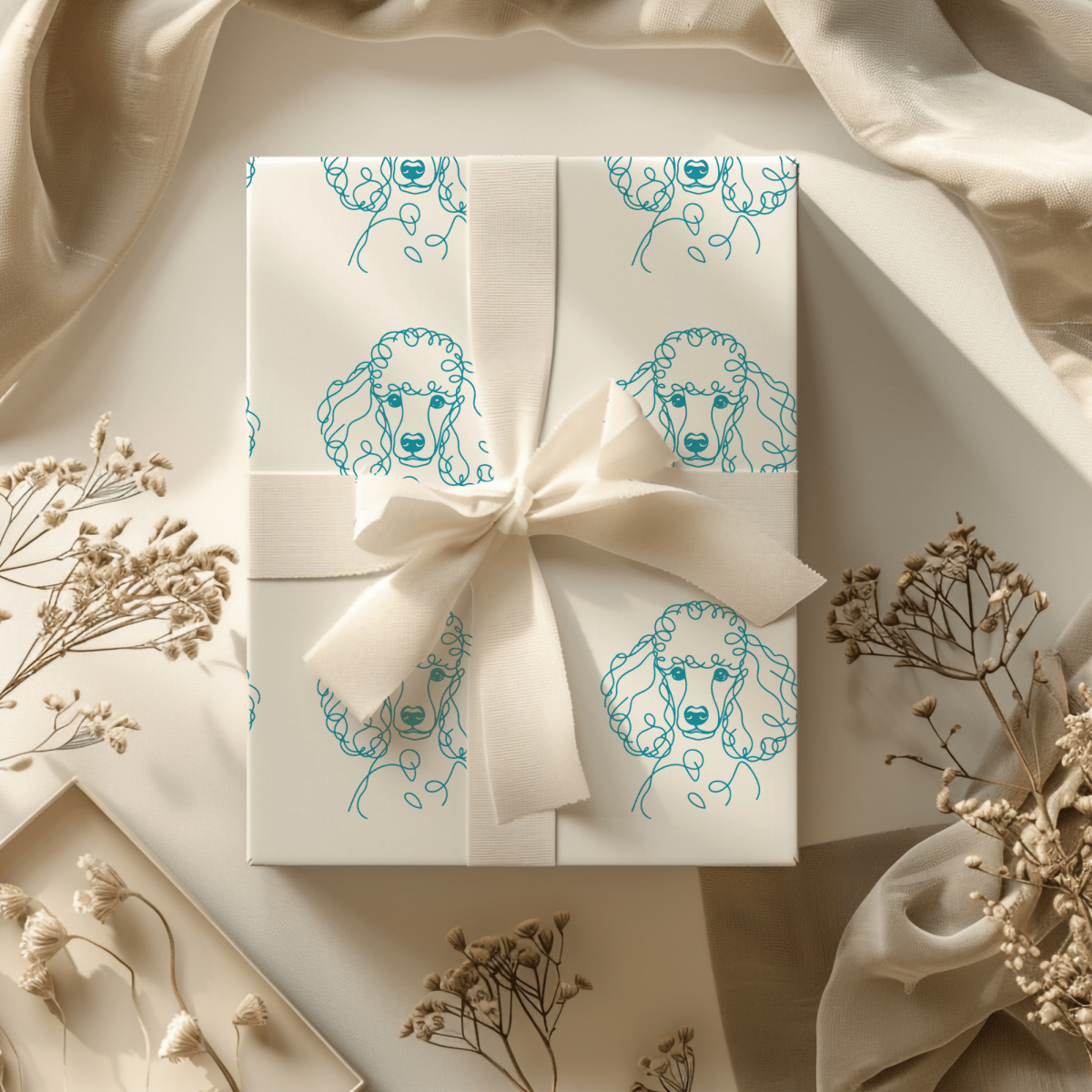 Pom - Pom & Poodle – Chic Line Art Wrapping Paper