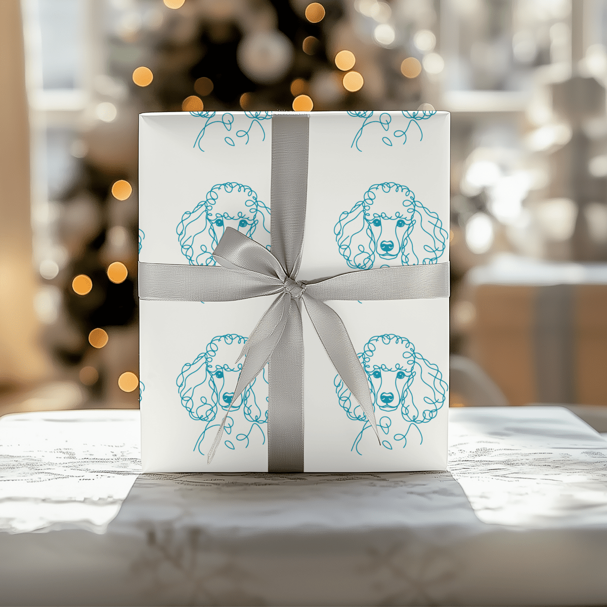 Pom - Pom & Poodle – Chic Line Art Wrapping Paper