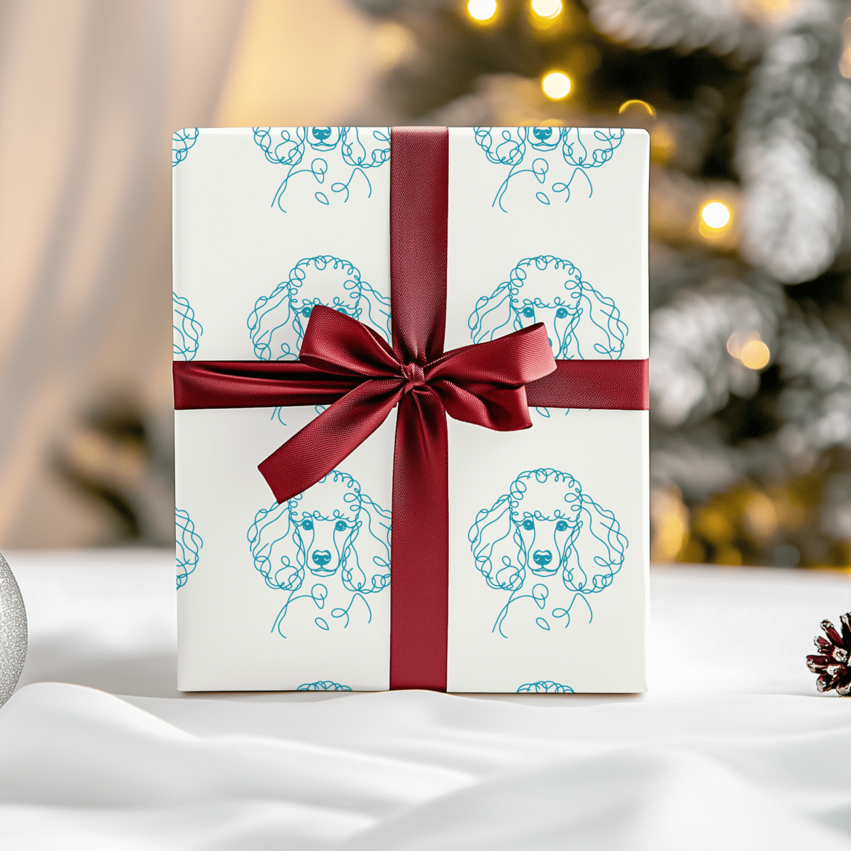 Pom - Pom & Poodle – Chic Line Art Wrapping Paper
