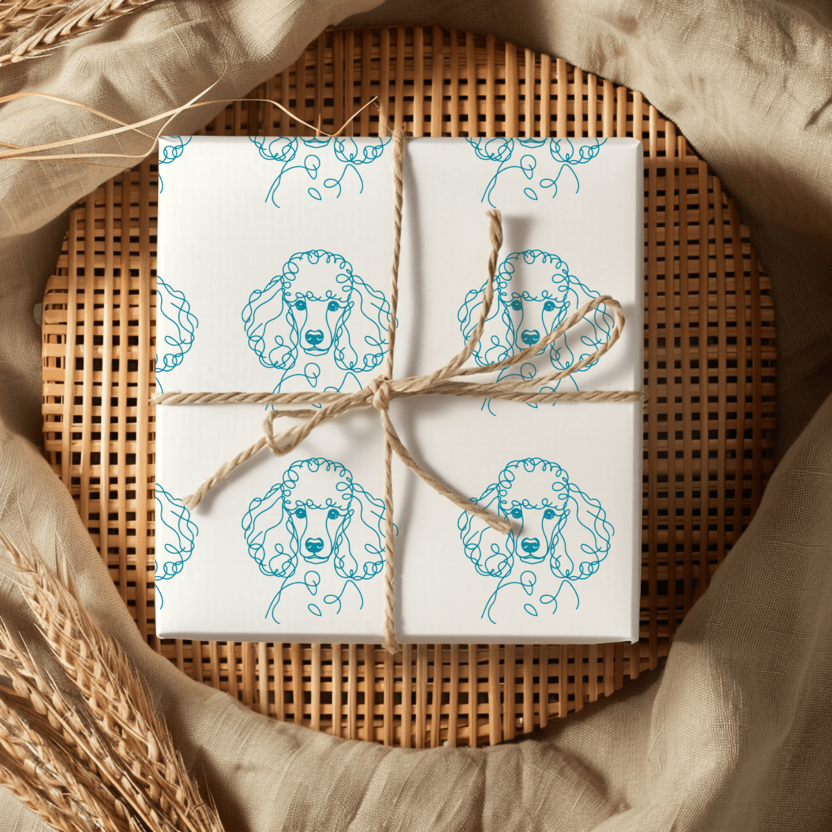 Pom - Pom & Poodle – Chic Line Art Wrapping Paper