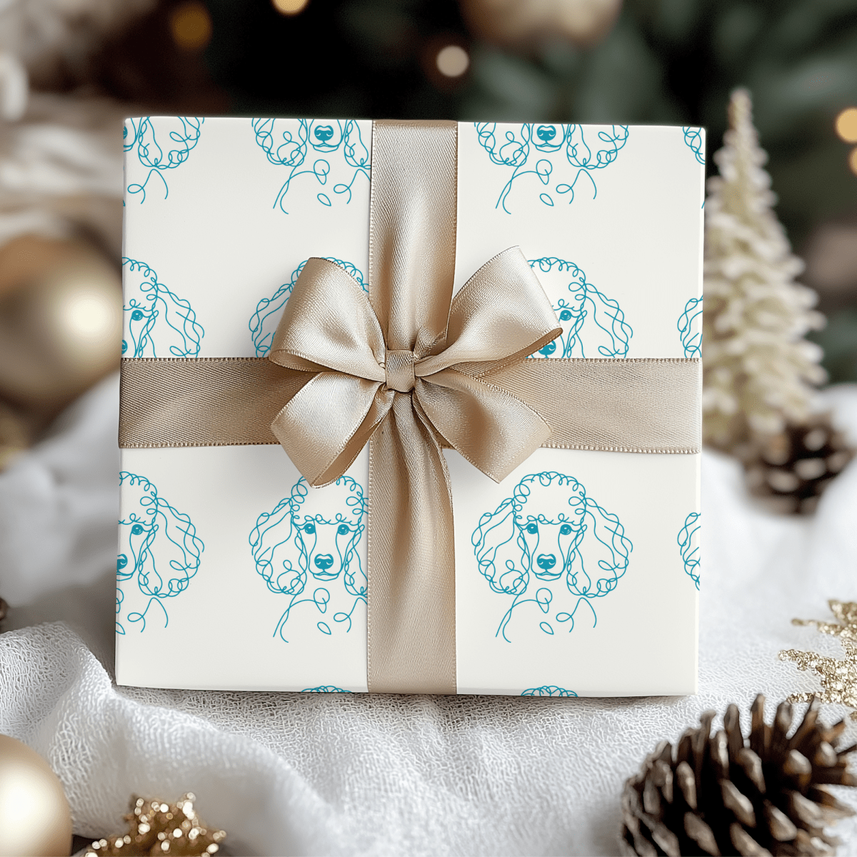 Pom - Pom & Poodle – Chic Line Art Wrapping Paper