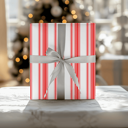 Peppermint Parade – Red & White Striped Wrapping Paper